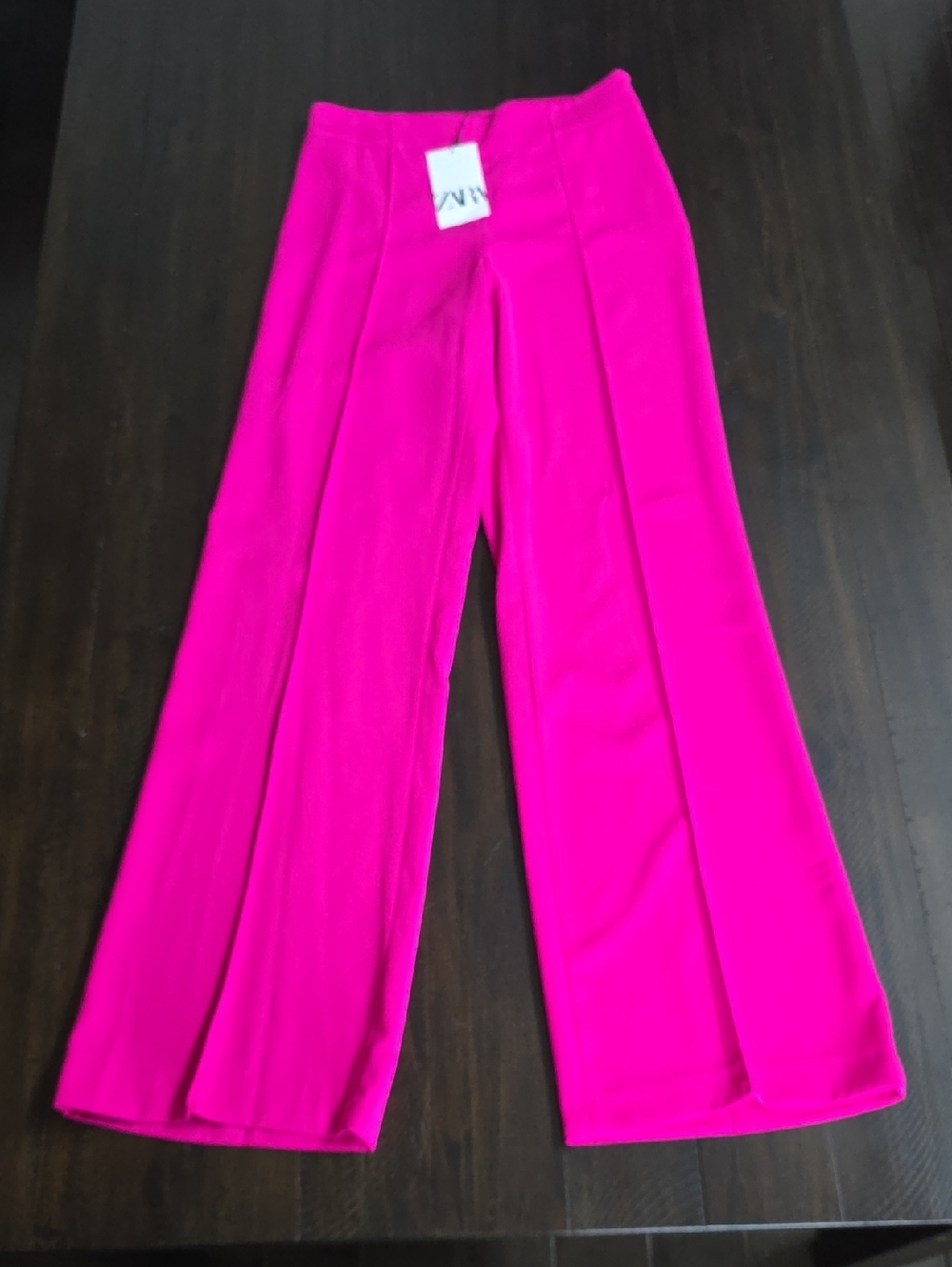 NWT Zara Widet-Leg Pants Bright Hot Pink Sz S